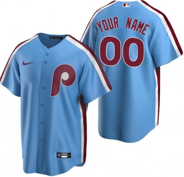 Men's Philadelphia Phillies Active Player Custom Light Blue Cool Base Stitched Baseball Jersey Men's Philadelphia Phillies Active Player Custom Light Blue Cool Base Stitched Baseball Jersey